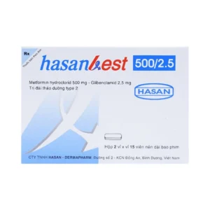 Thuốc Hasanbest 500/2,5 Hasan điều trị đái tháo đường típ 2 (2 vỉ x 15 viên)