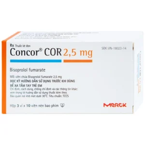 Thuốc Concor Cor 2.5mg Merck điều trị suy tim mãn tính (3 vỉ x 10 viên)